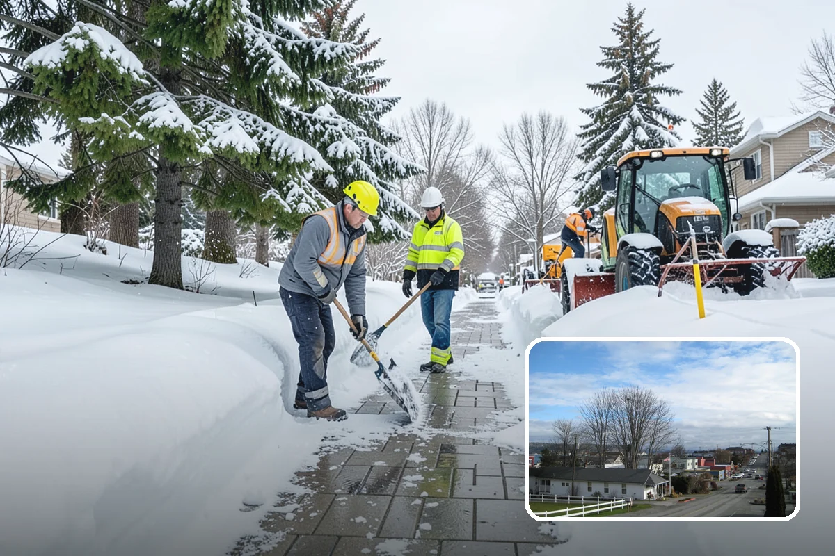 Warehouse Parking Lot Snow Removal in Langley, Island County, WA - Dock aprons and truck lanes stay open to protect freight throughput