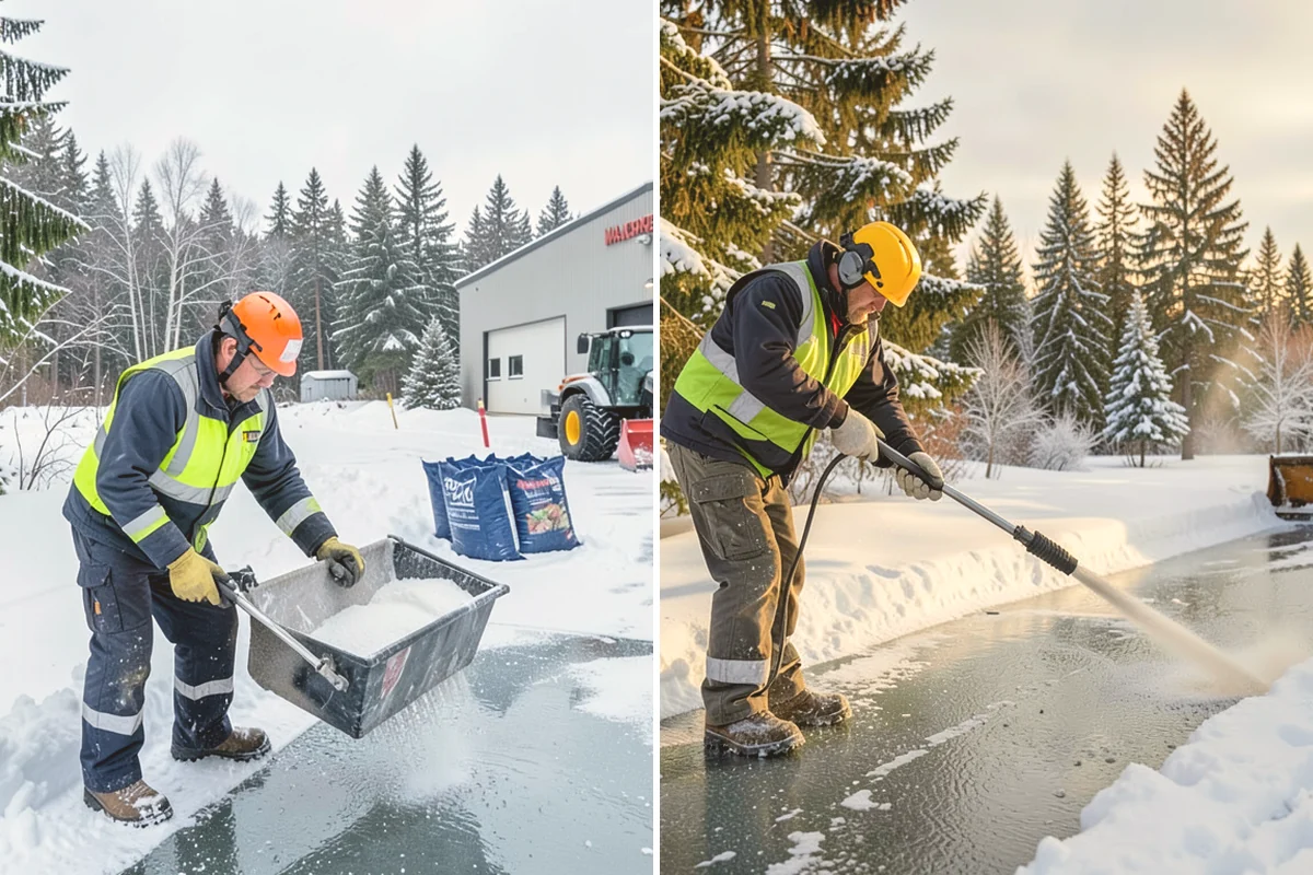 Warehouse Parking Lot Snow Removal in Langley, Island County, WA - Map trailer staging, dock aprons, and driver parking with the site