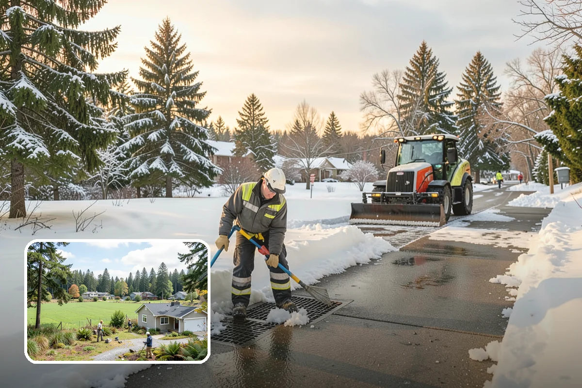Warehouse Parking Lot Snow Removal in Lyman, Skagit County, WA - Dock aprons and truck lanes stay open to protect freight throughput