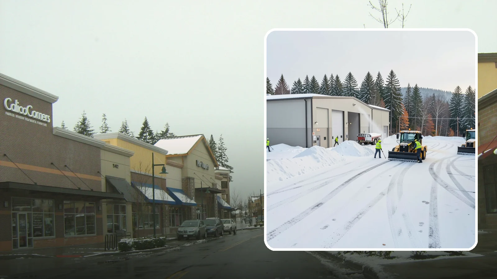 Warehouse Parking Lot Snow Removal in Mill Creek, Snohomish County, WA - We clear warehouse lots, dock aprons, and truck lanes so Western Washington freight keeps flowing in winter.