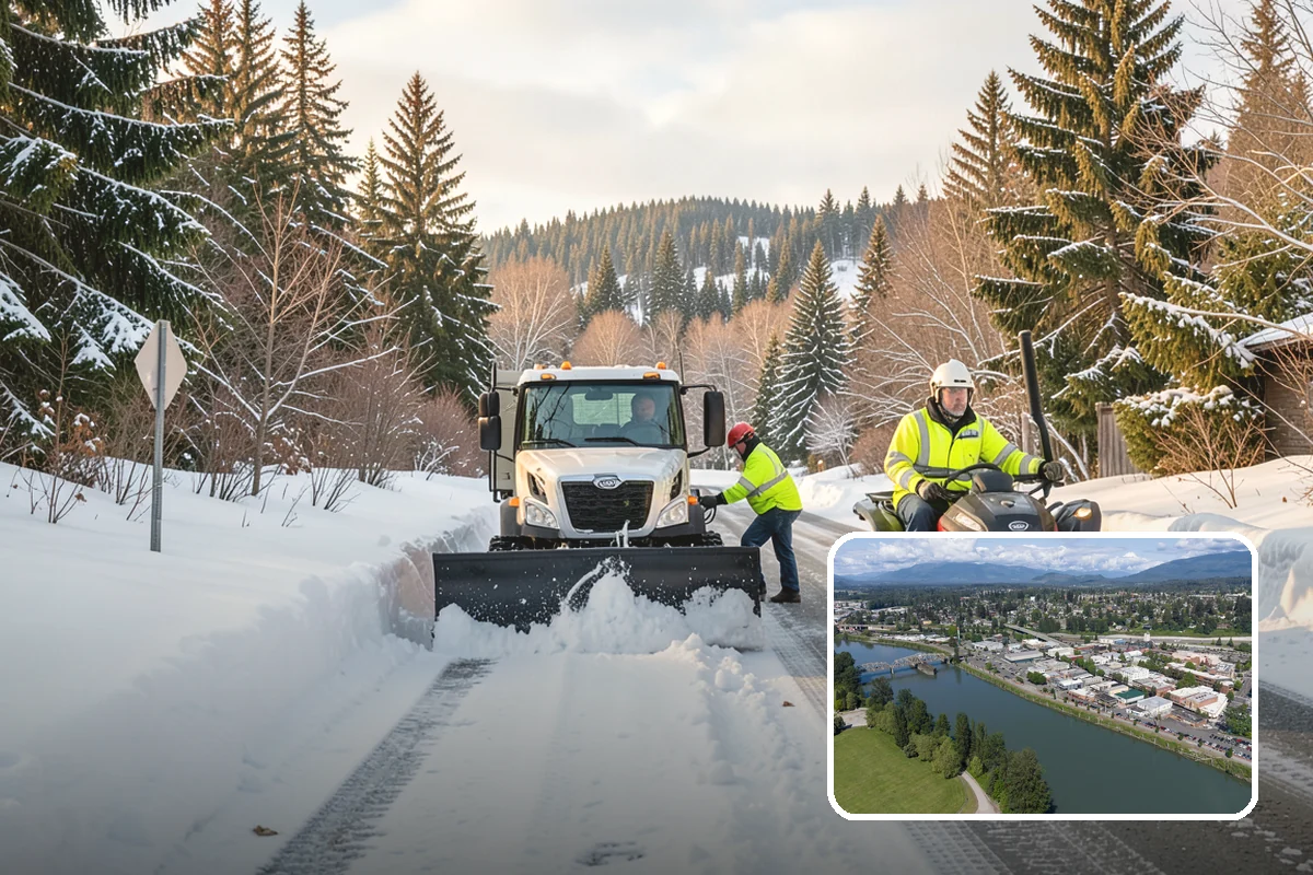 Warehouse Parking Lot Snow Removal in Mount Vernon, Skagit County, WA - Dock aprons and truck lanes stay open to protect freight throughput