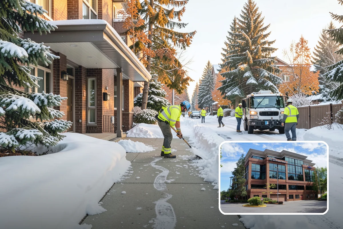 Warehouse Parking Lot Snow Removal in Mountlake Terrace, Snohomish County, WA - Dock aprons and truck lanes stay open to protect freight throughput