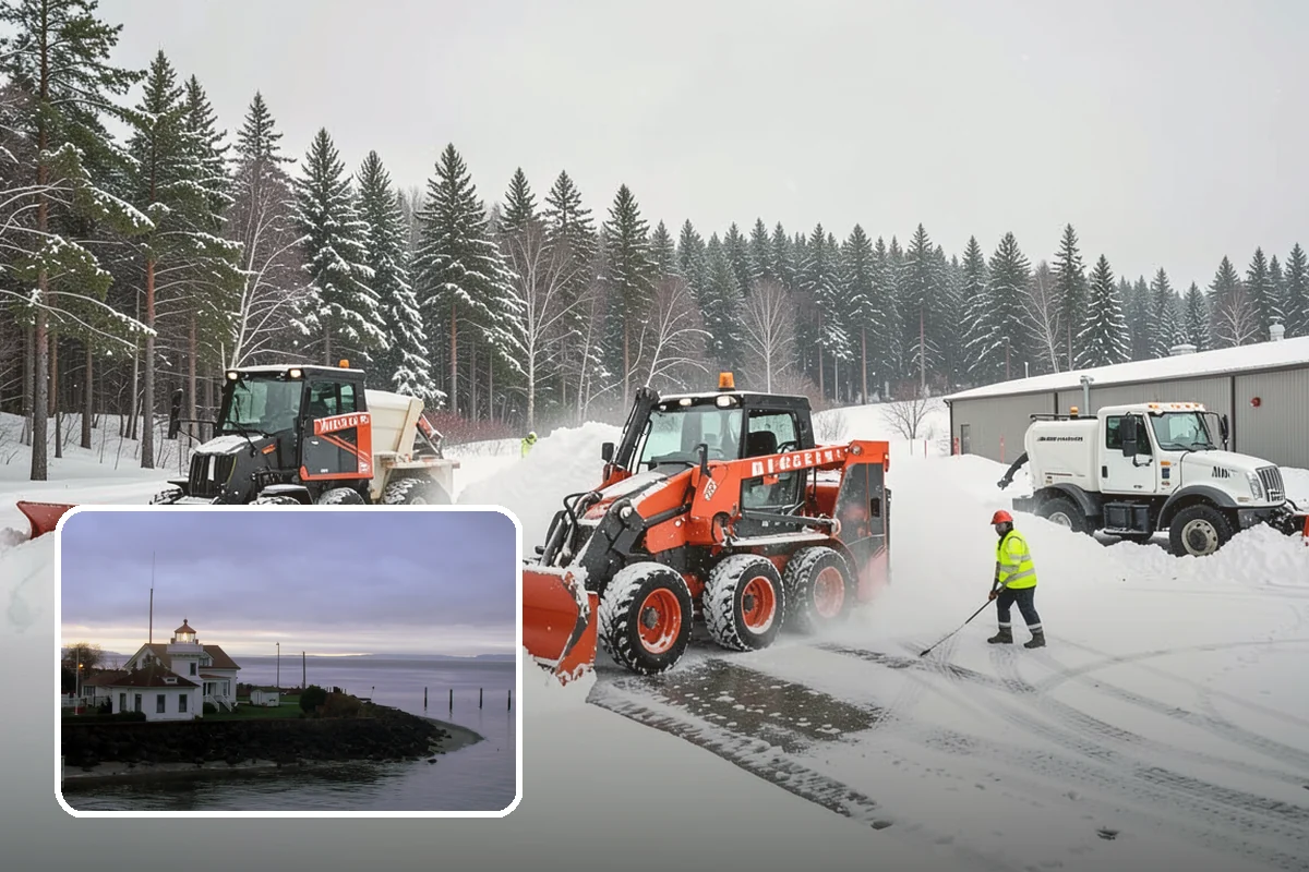 Warehouse Parking Lot Snow Removal in Mukilteo, Snohomish County, WA - Dock aprons and truck lanes stay open to protect freight throughput
