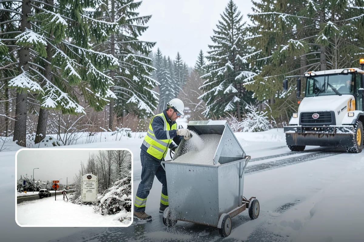 Warehouse Parking Lot Snow Removal in Newcastle, King County, WA - Dock aprons and truck lanes stay open to protect freight throughput