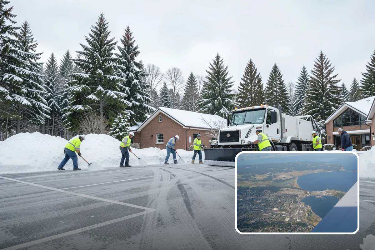 Warehouse Parking Lot Snow Removal in Oak Harbor, Island County, WA - Dock aprons and truck lanes stay open to protect freight throughput