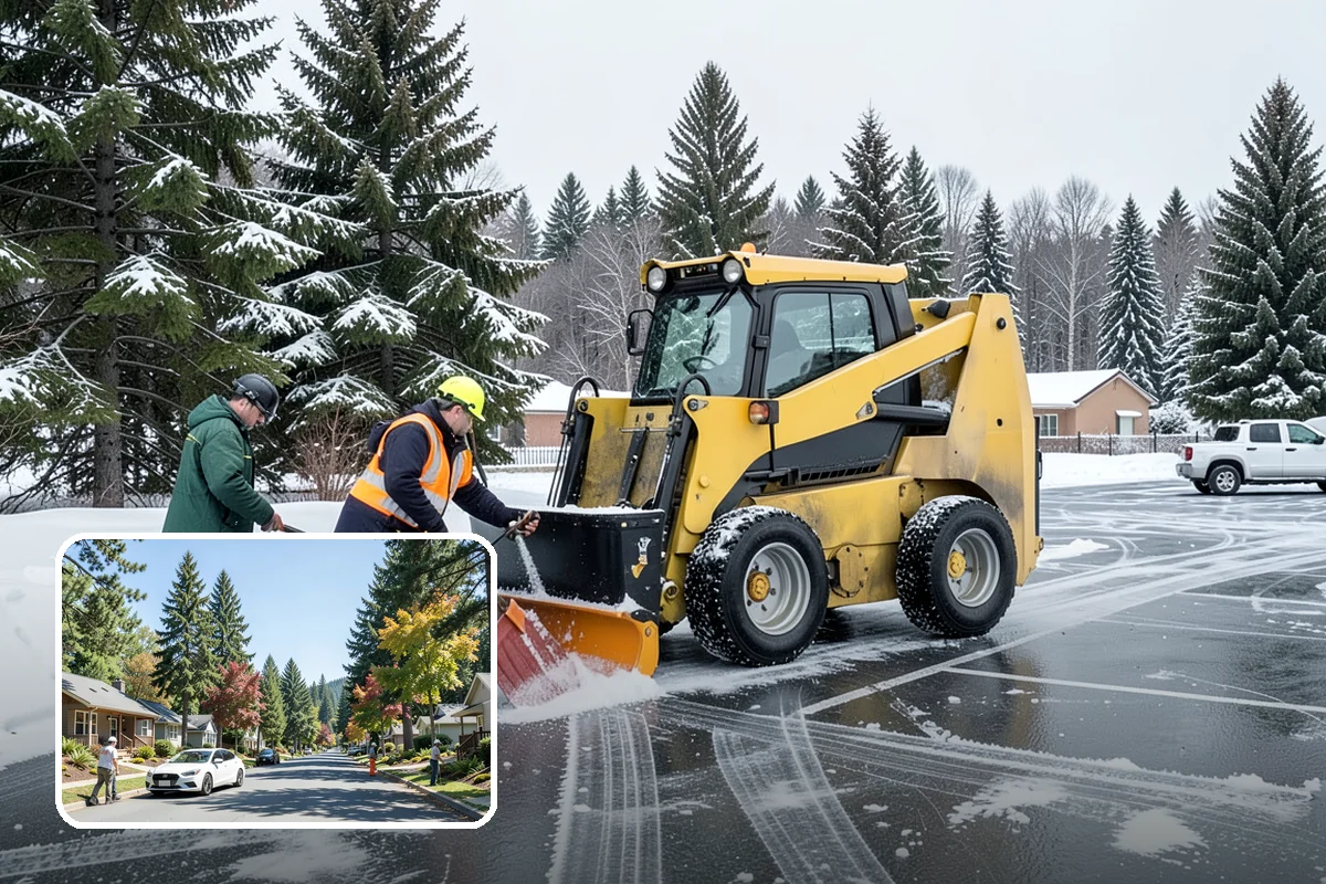 Warehouse Parking Lot Snow Removal in Orting, Pierce County, WA - Dock aprons and truck lanes stay open to protect freight throughput