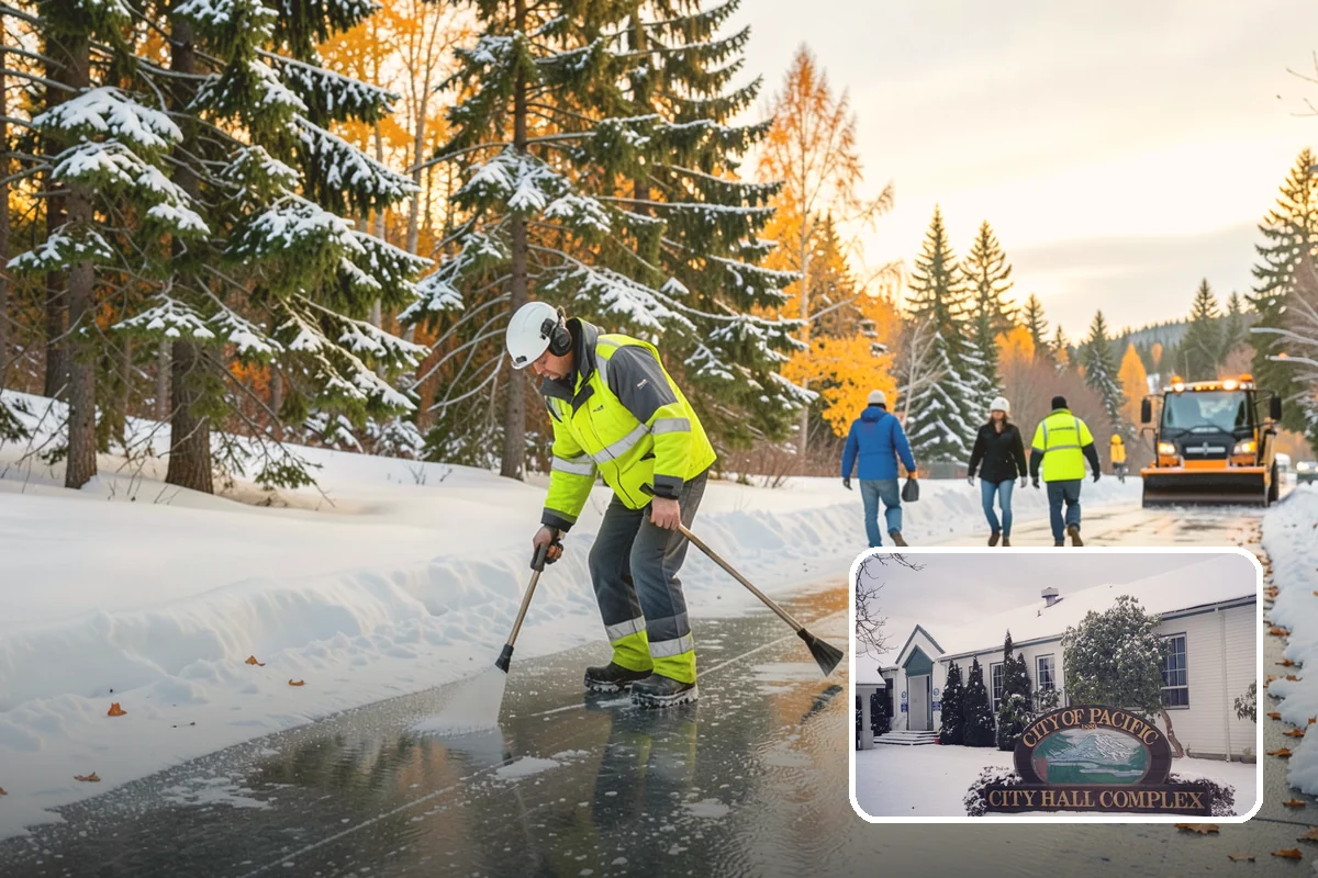 Warehouse Parking Lot Snow Removal in Pacific, King County, WA - Dock aprons and truck lanes stay open to protect freight throughput