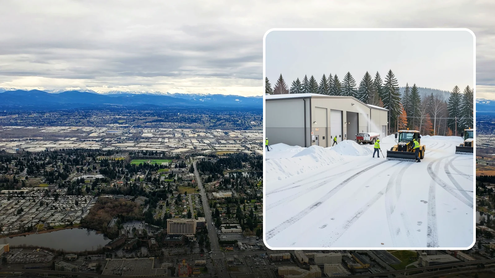 Warehouse Parking Lot Snow Removal in SeaTac, King County, WA - We clear warehouse lots, dock aprons, and truck lanes so Western Washington freight keeps flowing in winter.