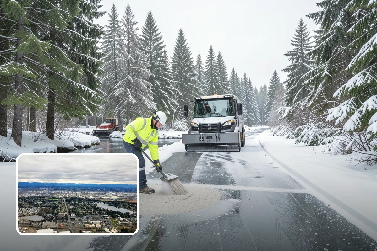 Warehouse Parking Lot Snow Removal in SeaTac, King County, WA - Dock aprons and truck lanes stay open to protect freight throughput