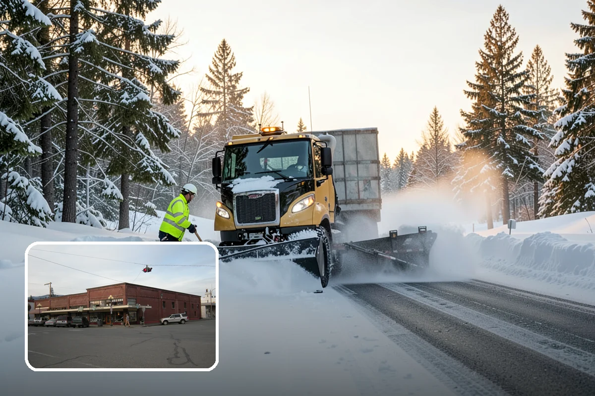 Warehouse Parking Lot Snow Removal in Sedro-Woolley, Skagit County, WA - Dock aprons and truck lanes stay open to protect freight throughput