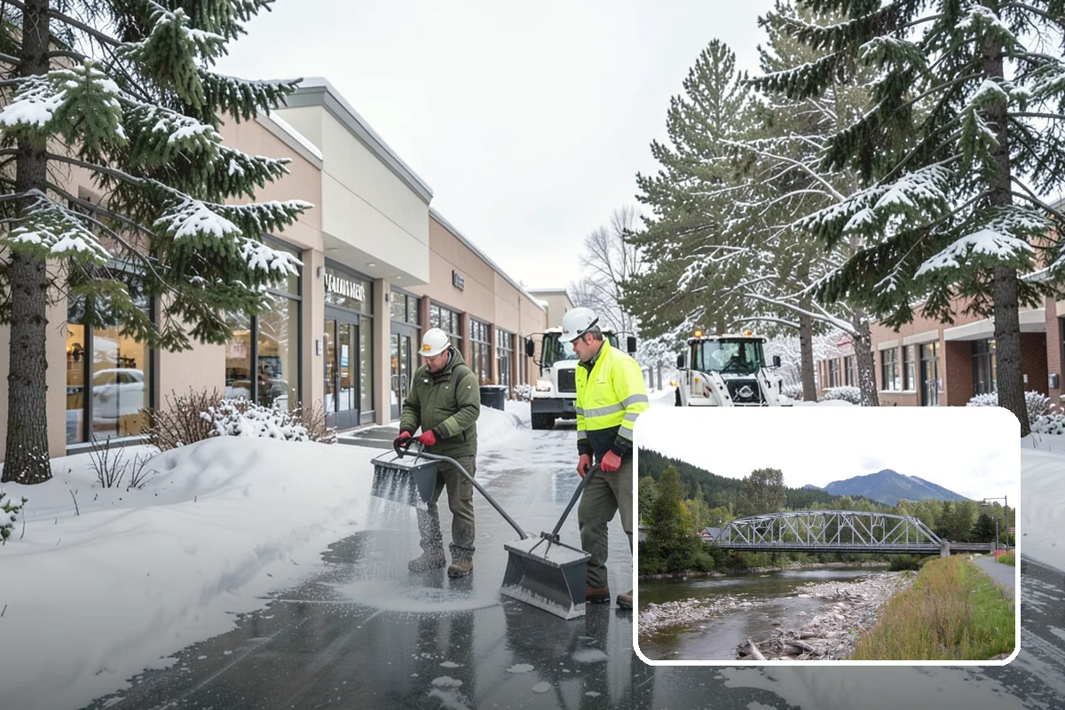 Warehouse Parking Lot Snow Removal in Skykomish, King County, WA - Dock aprons and truck lanes stay open to protect freight throughput