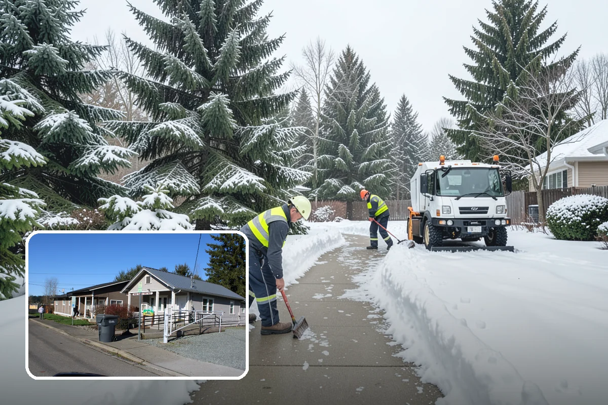 Warehouse Parking Lot Snow Removal in South Prairie, Pierce County, WA - Dock aprons and truck lanes stay open to protect freight throughput