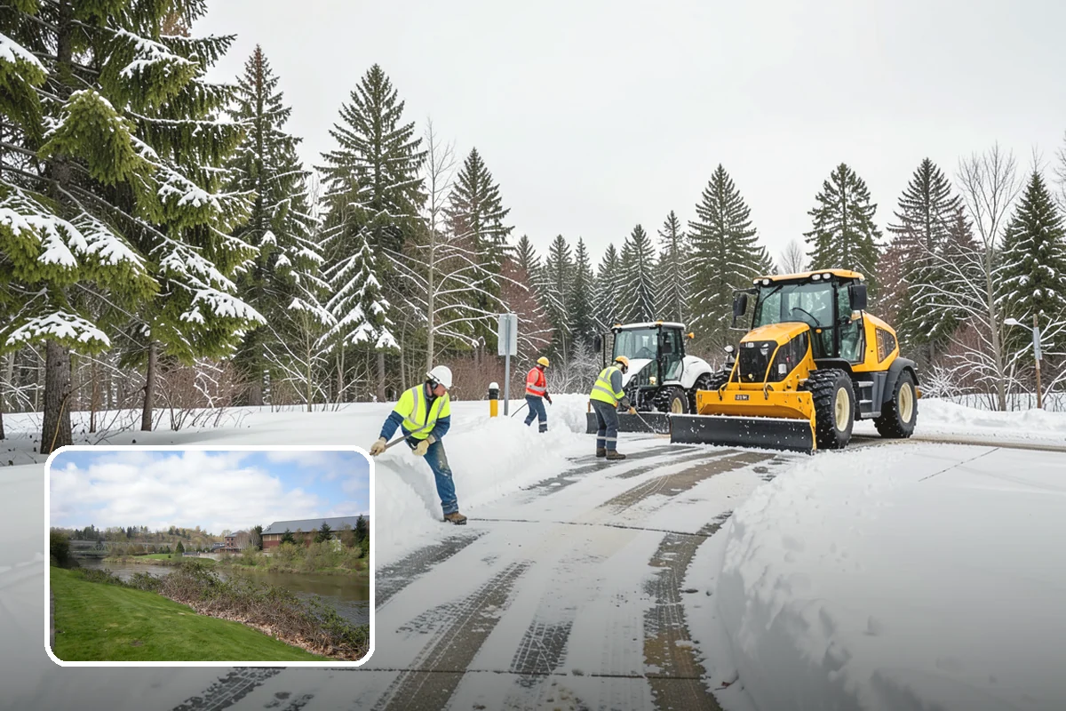Warehouse Parking Lot Snow Removal in Tukwila, King County, WA - Dock aprons and truck lanes stay open to protect freight throughput