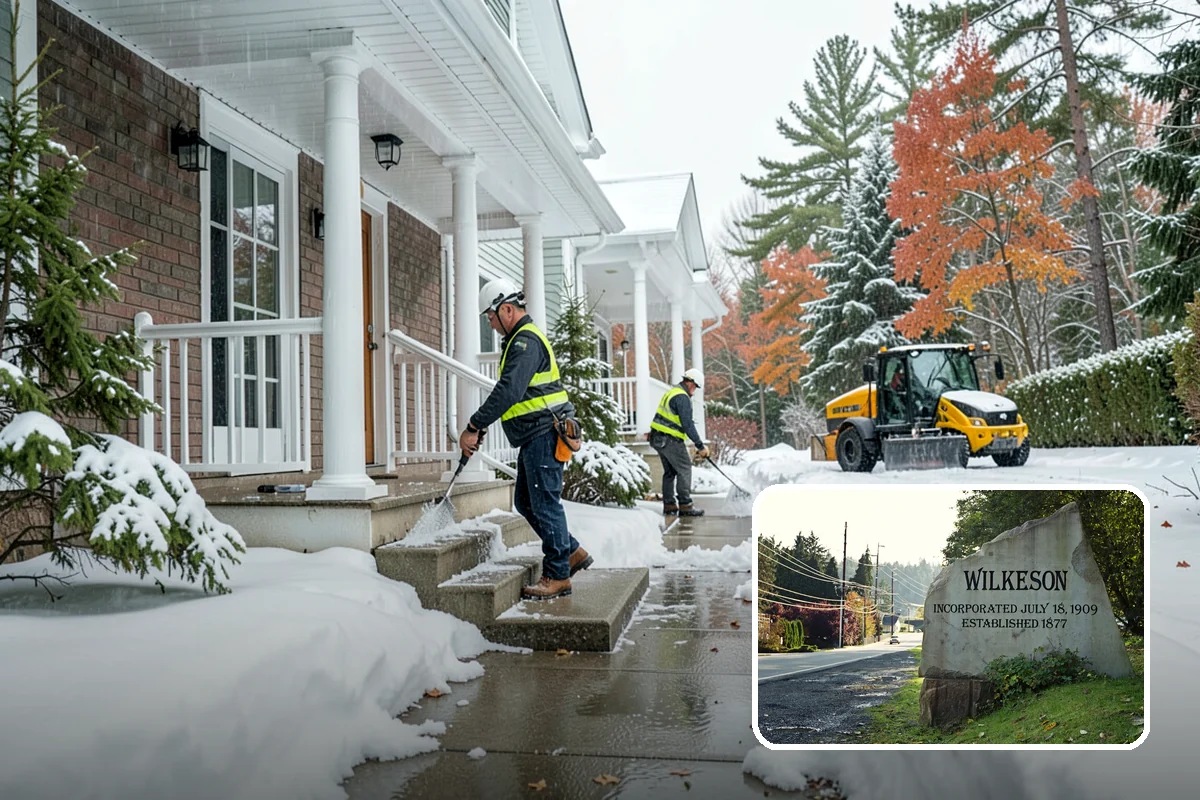 Warehouse Parking Lot Snow Removal in Wilkeson, Pierce County, WA - Dock aprons and truck lanes stay open to protect freight throughput