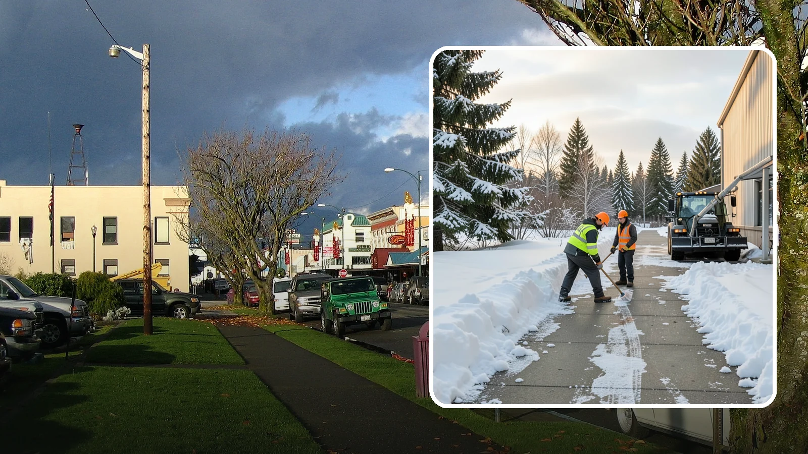 Warehouse Sidewalk Clearing in Arlington, Snohomish County, WA - Employee-walkway clearing for Western Washington warehouses, keeping pedestrian routes to entrances and dock offices separate...