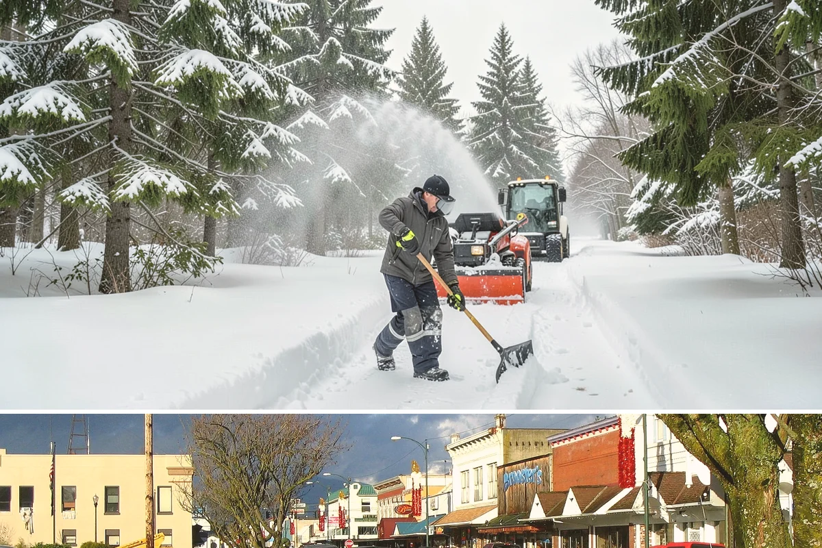 Warehouse Sidewalk Clearing in Arlington, Snohomish County, WA - Warehouse sidewalk needs peak from late November through February, when boot-packed snow on shaded dock walks refreezes overnight.