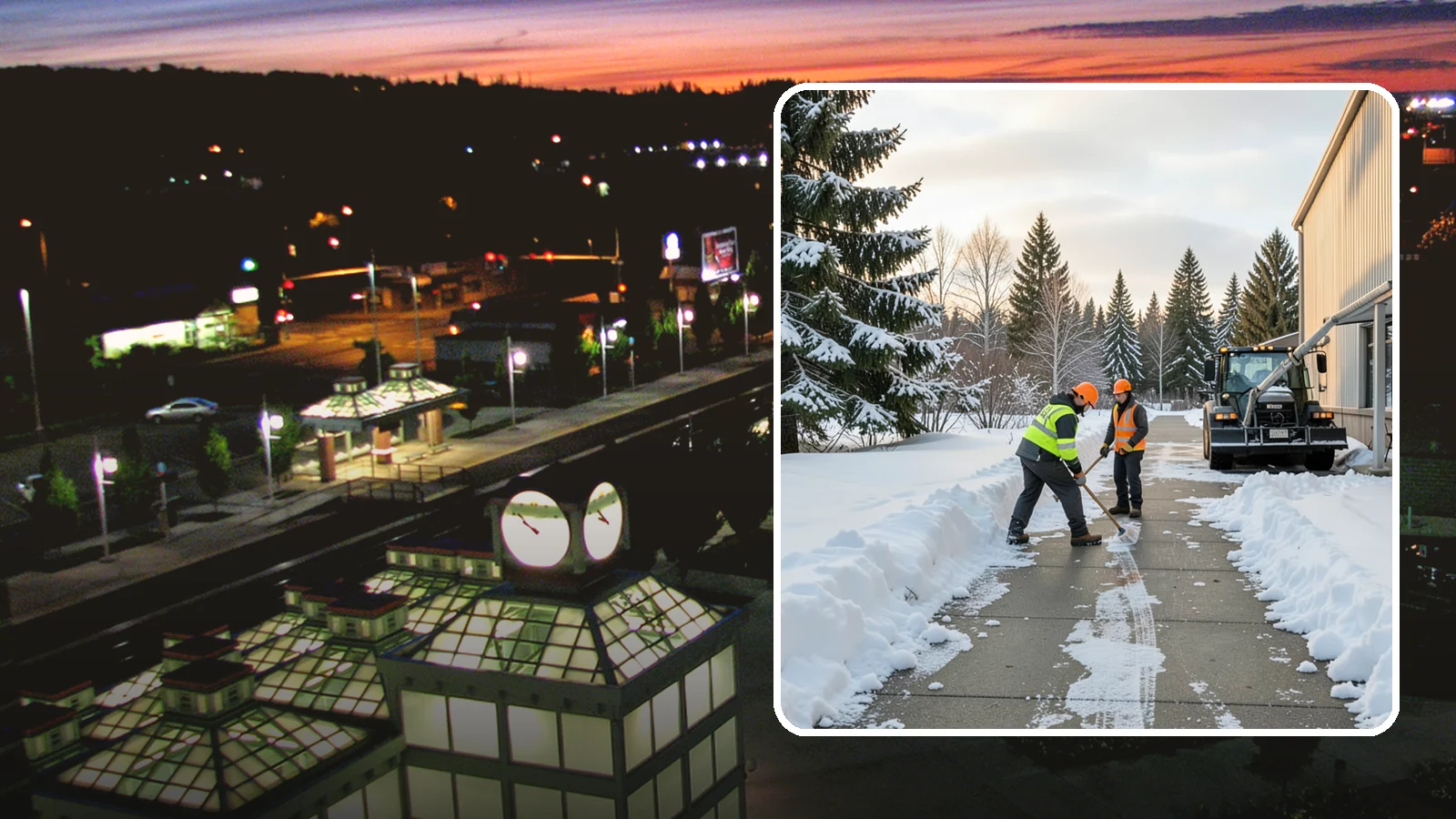 Warehouse Sidewalk Clearing in Auburn, King County, WA - Employee-walkway clearing for Western Washington warehouses, keeping pedestrian routes to entrances and dock offices separate...