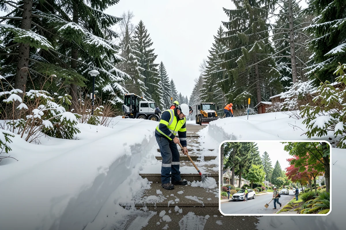 Warehouse Sidewalk Clearing in Beaux Arts Village, King County, WA - Keeps striped pedestrian lanes clear so workers avoid vehicle paths