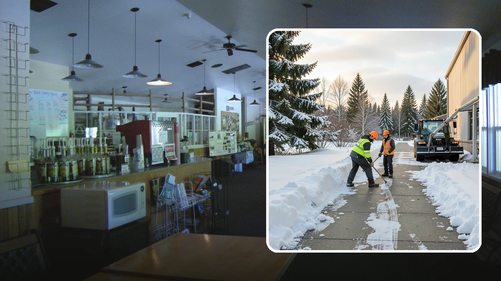 Warehouse Sidewalk Clearing in Black Diamond, King County, WA - Employee-walkway clearing for Western Washington warehouses, keeping pedestrian routes to entrances and dock offices separate...