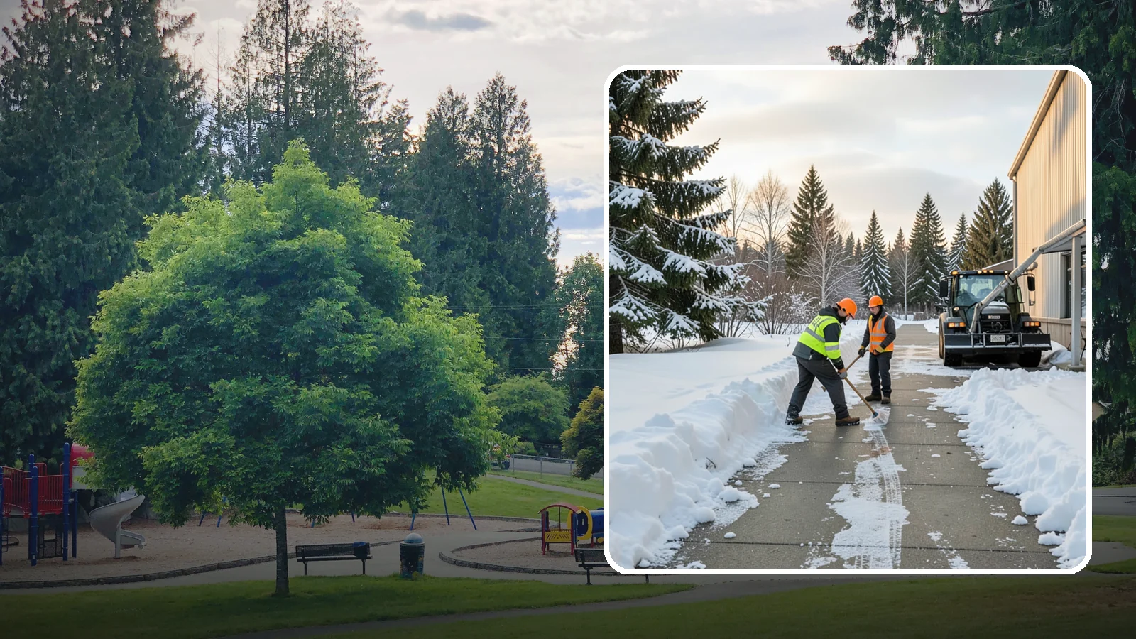 Warehouse Sidewalk Clearing in Bonney Lake, Pierce County, WA - Employee-walkway clearing for Western Washington warehouses, keeping pedestrian routes to entrances and dock offices separate...