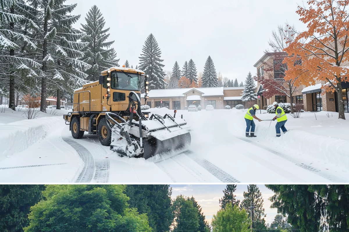 Warehouse Sidewalk Clearing in Bonney Lake, Pierce County, WA - Warehouse sidewalk needs peak from late November through February, when boot-packed snow on shaded dock walks refreezes overnight.
