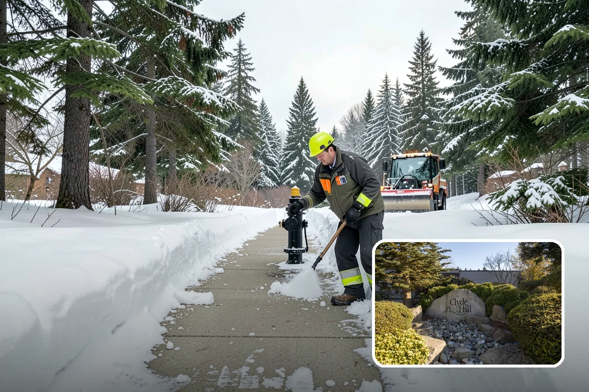 Warehouse Sidewalk Clearing in Clyde Hill, King County, WA - Keeps striped pedestrian lanes clear so workers avoid vehicle paths