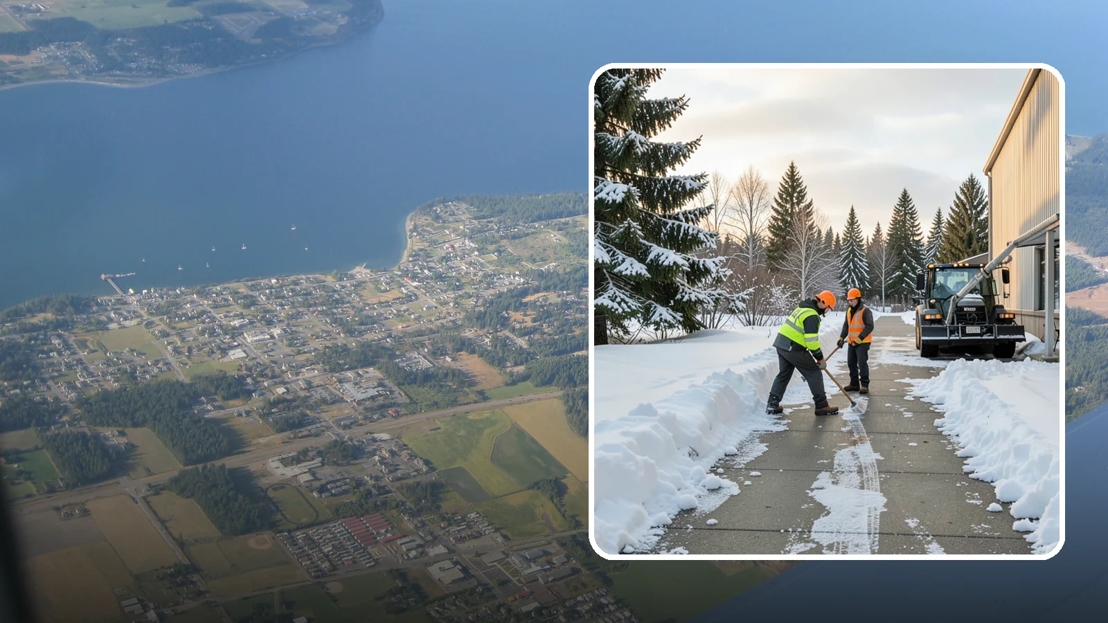 Warehouse Sidewalk Clearing in Coupeville, Island County, WA - Employee-walkway clearing for Western Washington warehouses, keeping pedestrian routes to entrances and dock offices separate...
