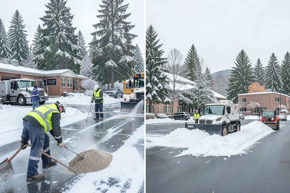 Warehouse Sidewalk Clearing in Darrington, Snohomish County, WA - Clear personnel entrances and dock-office approaches first