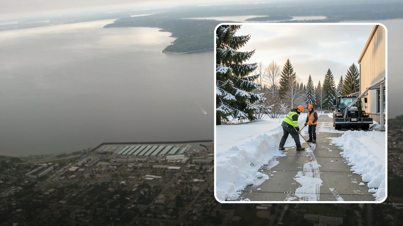 Warehouse Sidewalk Clearing in Des Moines, King County, WA - Employee-walkway clearing for Western Washington warehouses, keeping pedestrian routes to entrances and dock offices separate...