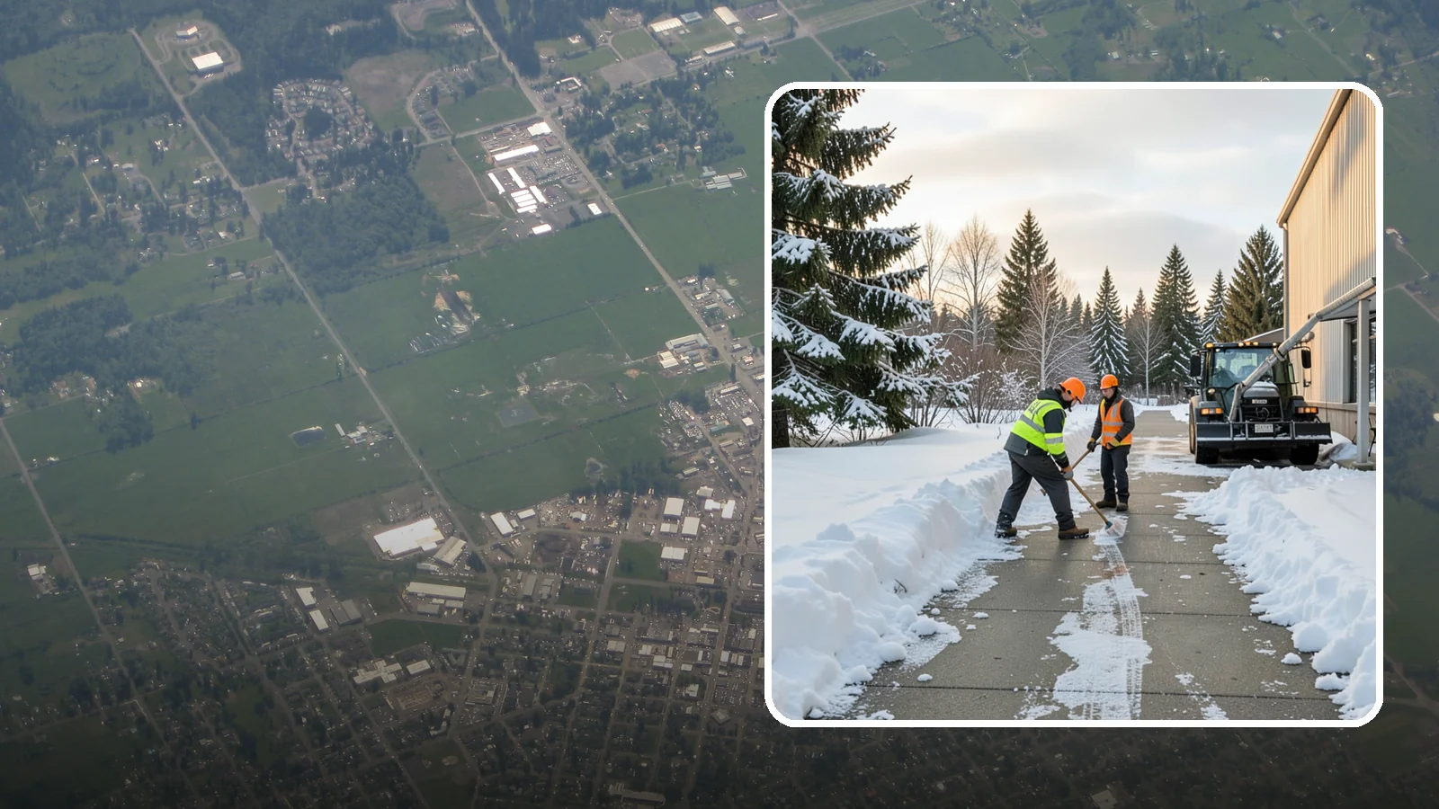 Warehouse Sidewalk Clearing in Enumclaw, King County, WA - Employee-walkway clearing for Western Washington warehouses, keeping pedestrian routes to entrances and dock offices separate...