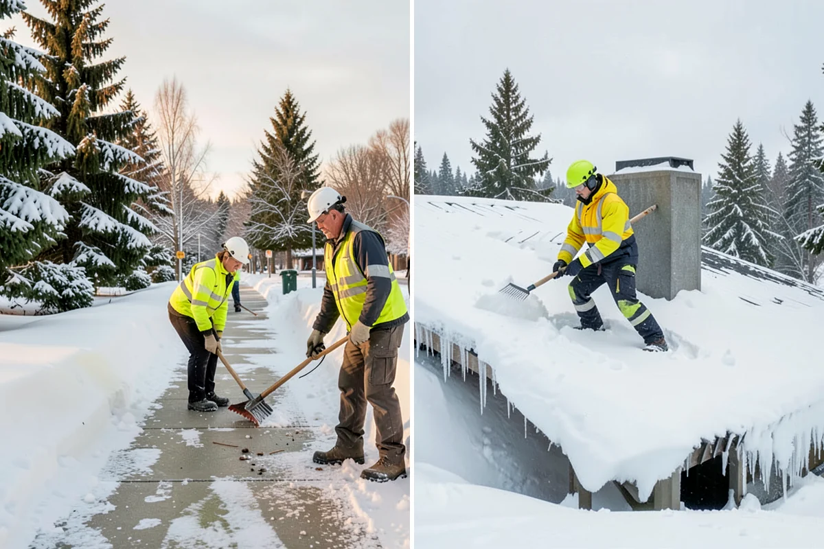 Warehouse Sidewalk Clearing in Enumclaw, King County, WA - Clear personnel entrances and dock-office approaches first