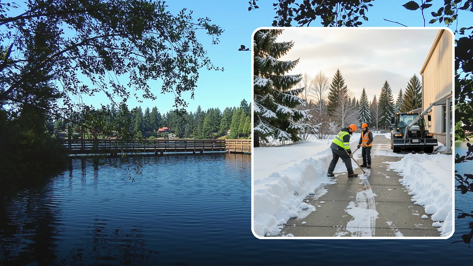 Warehouse Sidewalk Clearing in Federal Way, King County, WA - Employee-walkway clearing for Western Washington warehouses, keeping pedestrian routes to entrances and dock offices separate...
