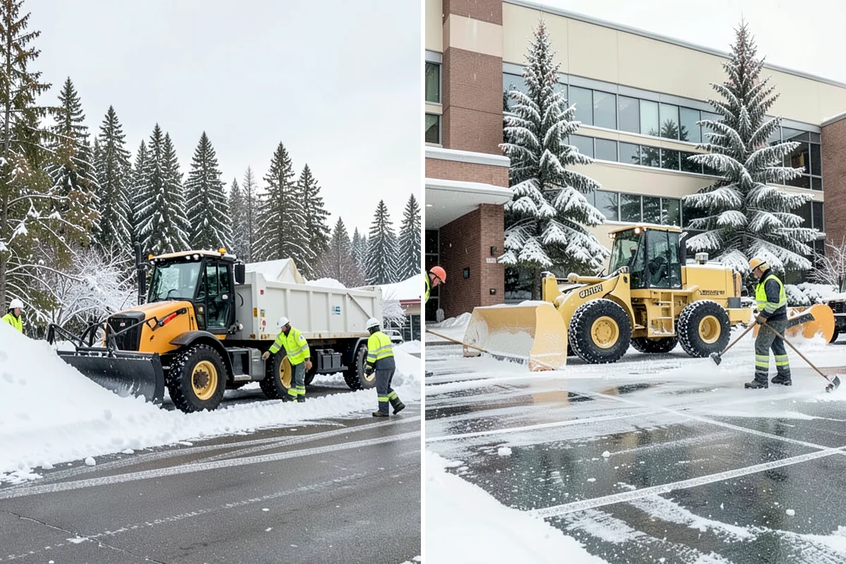 Warehouse Sidewalk Clearing in Fircrest, Pierce County, WA - Clear personnel entrances and dock-office approaches first