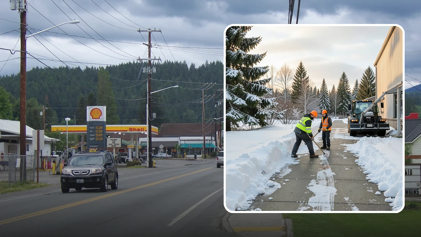 Warehouse Sidewalk Clearing in Granite Falls, Snohomish County, WA - Employee-walkway clearing for Western Washington warehouses, keeping pedestrian routes to entrances and dock offices separate...