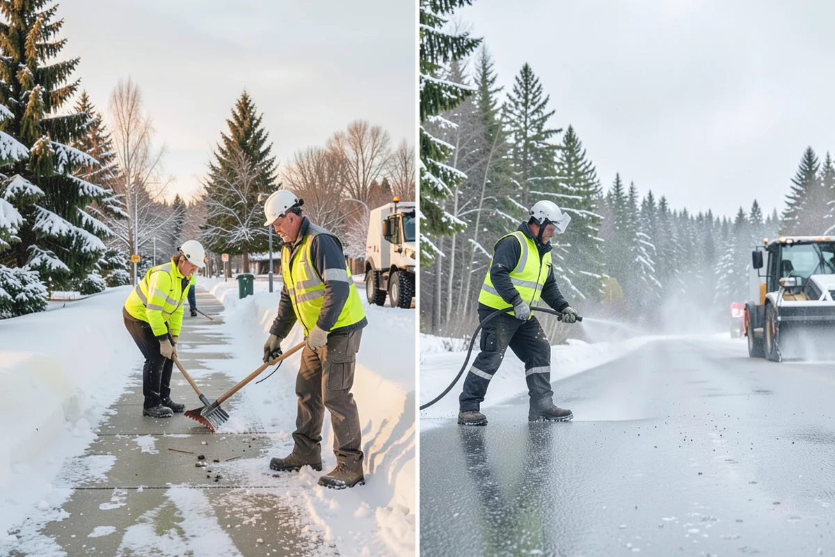 Warehouse Sidewalk Clearing in Granite Falls, Snohomish County, WA - Clear personnel entrances and dock-office approaches first