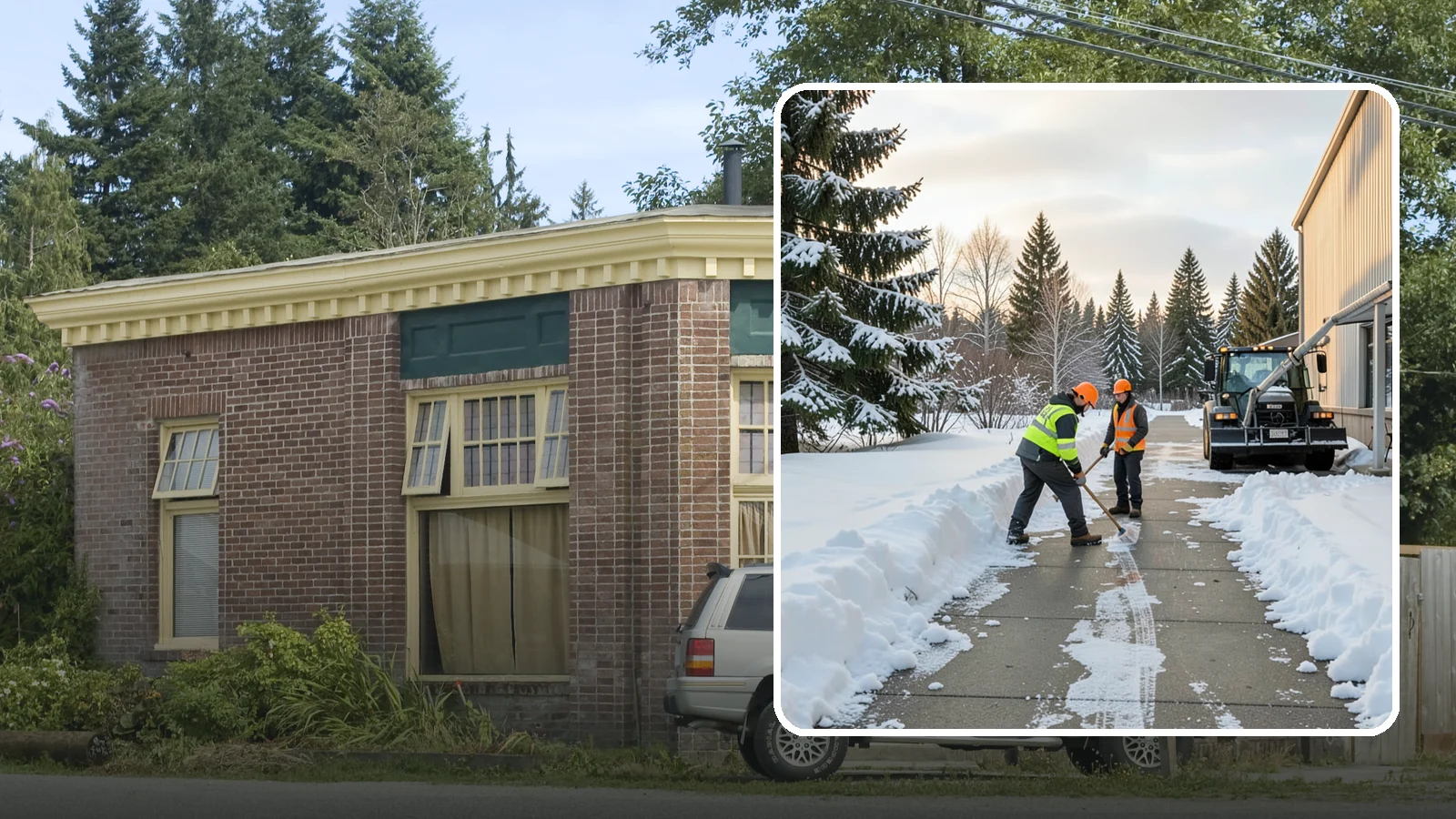 Warehouse Sidewalk Clearing in Hamilton, Skagit County, WA - Employee-walkway clearing for Western Washington warehouses, keeping pedestrian routes to entrances and dock offices separate...