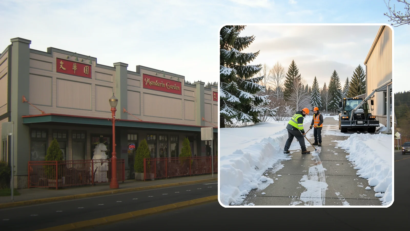 Warehouse Sidewalk Clearing in Issaquah, King County, WA - Employee-walkway clearing for Western Washington warehouses, keeping pedestrian routes to entrances and dock offices separate...