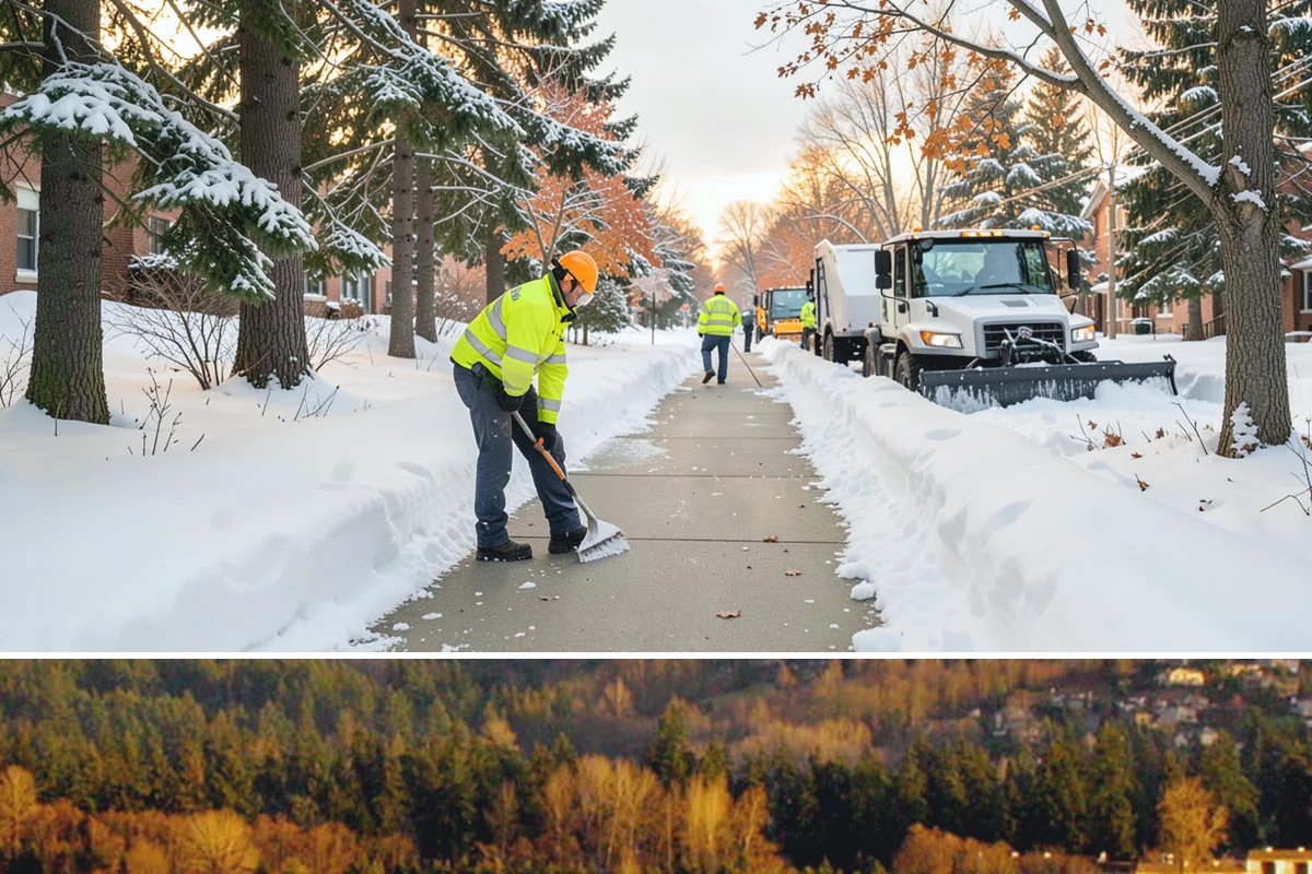 Warehouse Sidewalk Clearing in Kenmore, King County, WA - Warehouse sidewalk needs peak from late November through February, when boot-packed snow on shaded dock walks refreezes overnight.