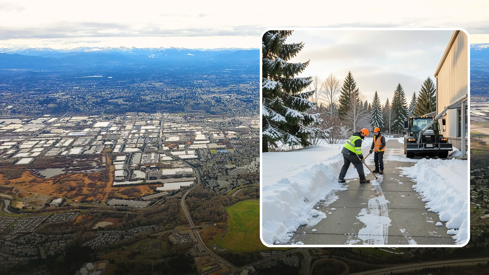 Warehouse Sidewalk Clearing in Kent, King County, WA - Employee-walkway clearing for Western Washington warehouses, keeping pedestrian routes to entrances and dock offices separate...