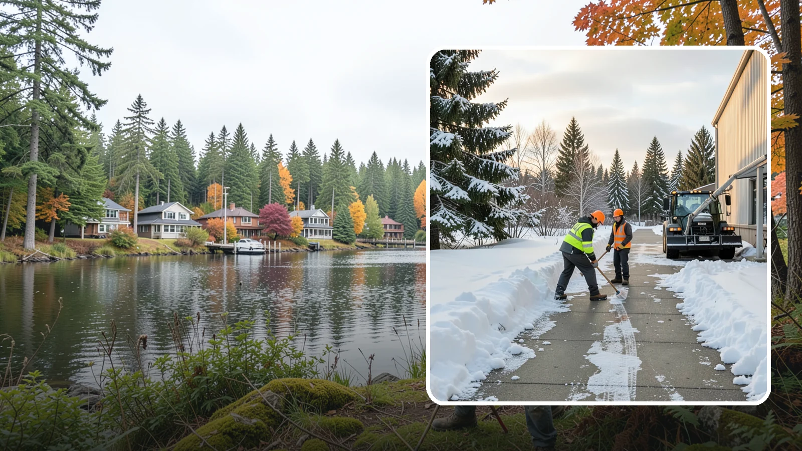 Warehouse Sidewalk Clearing in La Conner, Skagit County, WA - Employee-walkway clearing for Western Washington warehouses, keeping pedestrian routes to entrances and dock offices separate...