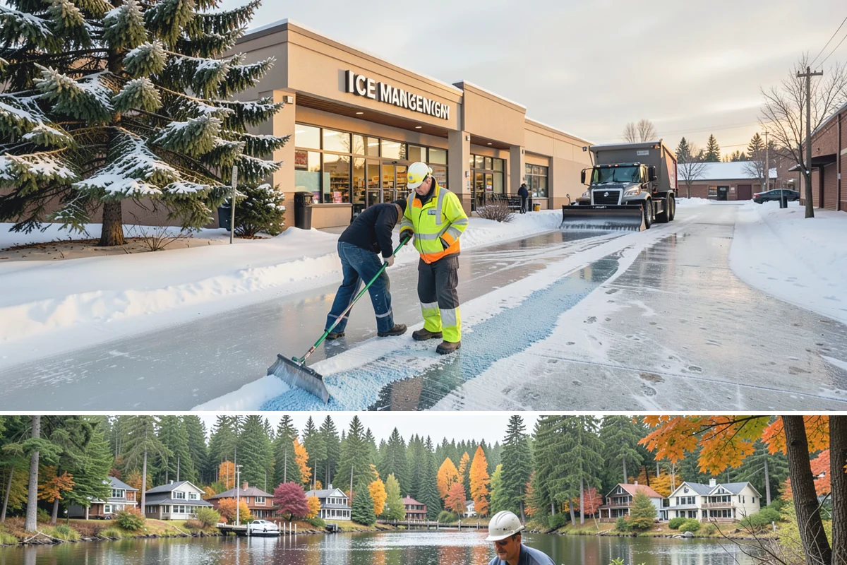 Warehouse Sidewalk Clearing in La Conner, Skagit County, WA - Warehouse sidewalk needs peak from late November through February, when boot-packed snow on shaded dock walks refreezes overnight.