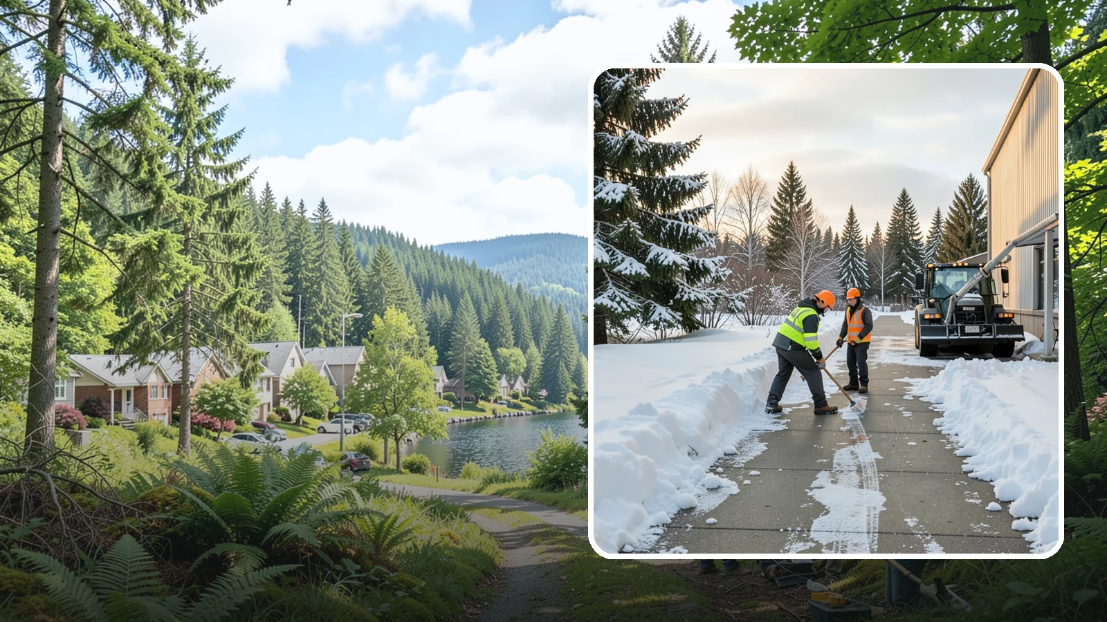 Warehouse Sidewalk Clearing in Lake Forest Park, King County, WA - Employee-walkway clearing for Western Washington warehouses, keeping pedestrian routes to entrances and dock offices separate...