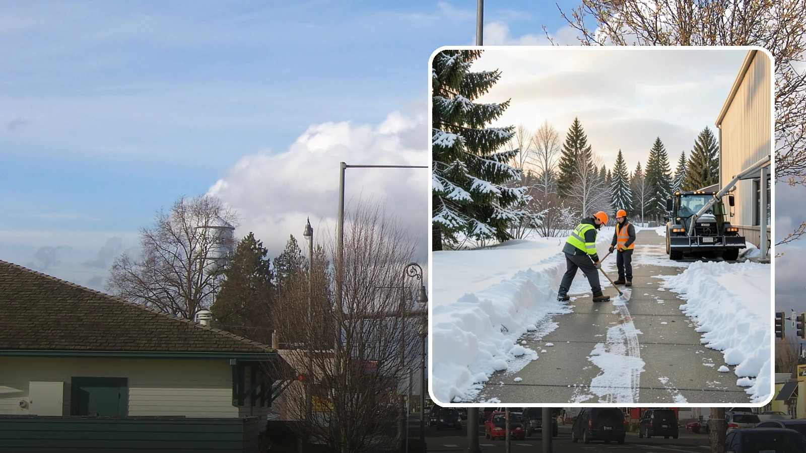 Warehouse Sidewalk Clearing in Marysville, Snohomish County, WA - Employee-walkway clearing for Western Washington warehouses, keeping pedestrian routes to entrances and dock offices separate...