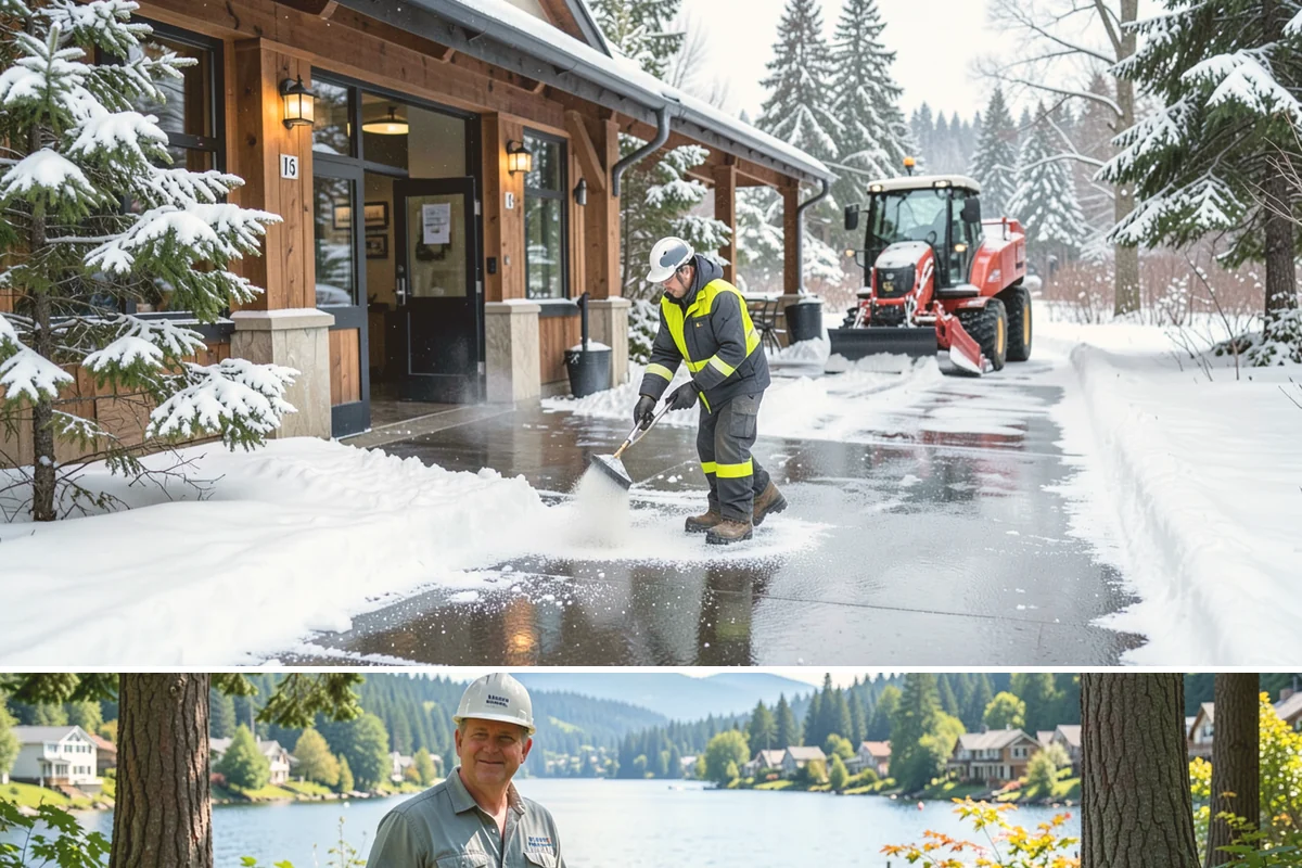 Warehouse Sidewalk Clearing in Milton, King County, WA - Warehouse sidewalk needs peak from late November through February, when boot-packed snow on shaded dock walks refreezes overnight.