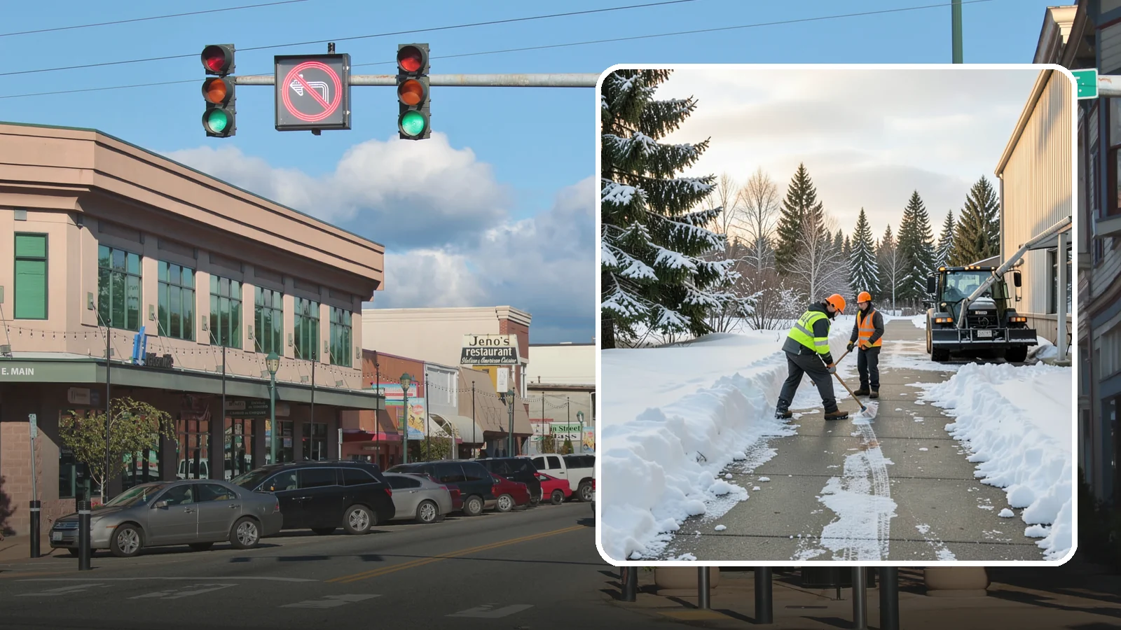Warehouse Sidewalk Clearing in Monroe, Snohomish County, WA - Employee-walkway clearing for Western Washington warehouses, keeping pedestrian routes to entrances and dock offices separate...