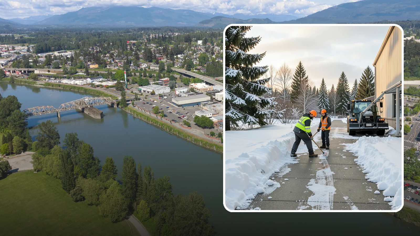 Warehouse Sidewalk Clearing in Mount Vernon, Skagit County, WA - Employee-walkway clearing for Western Washington warehouses, keeping pedestrian routes to entrances and dock offices separate...