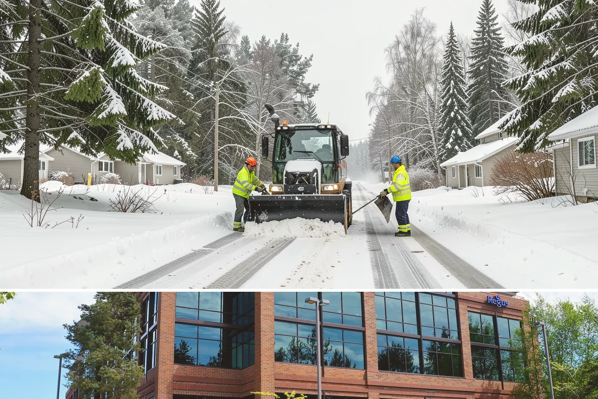 Warehouse Sidewalk Clearing in Mountlake Terrace, Snohomish County, WA - Warehouse sidewalk needs peak from late November through February, when boot-packed snow on shaded dock walks refreezes overnight.