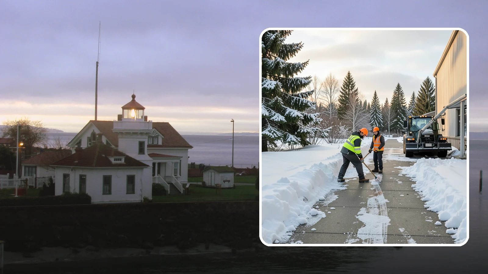 Warehouse Sidewalk Clearing in Mukilteo, Snohomish County, WA - Employee-walkway clearing for Western Washington warehouses, keeping pedestrian routes to entrances and dock offices separate...