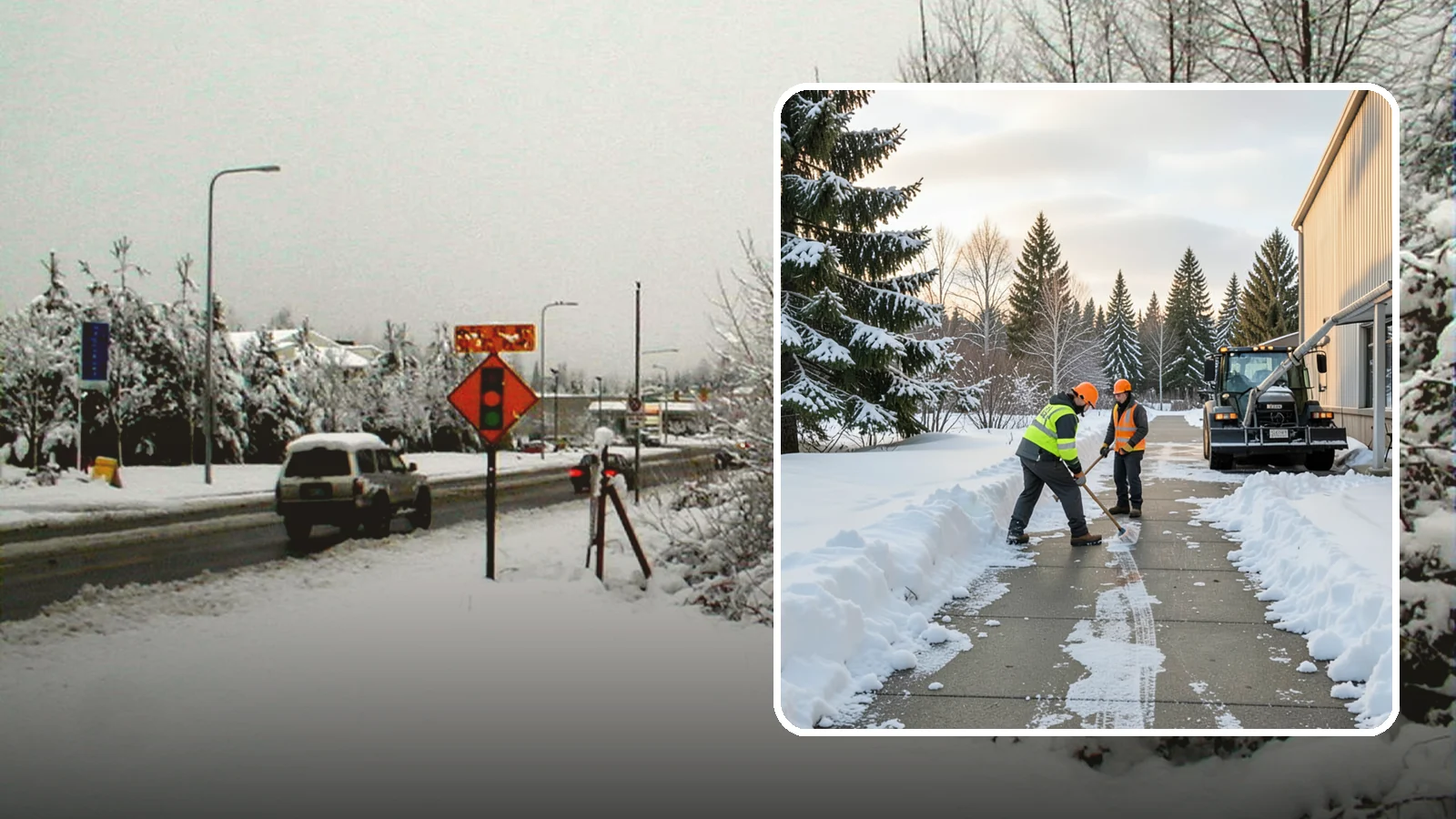 Warehouse Sidewalk Clearing in Newcastle, King County, WA - Employee-walkway clearing for Western Washington warehouses, keeping pedestrian routes to entrances and dock offices separate...