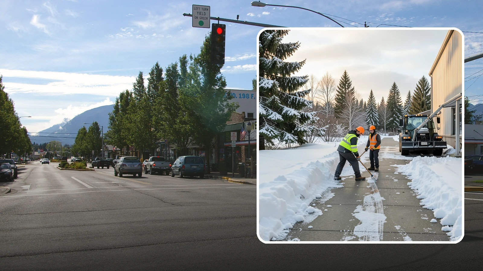 Warehouse Sidewalk Clearing in North Bend, King County, WA - Employee-walkway clearing for Western Washington warehouses, keeping pedestrian routes to entrances and dock offices separate...